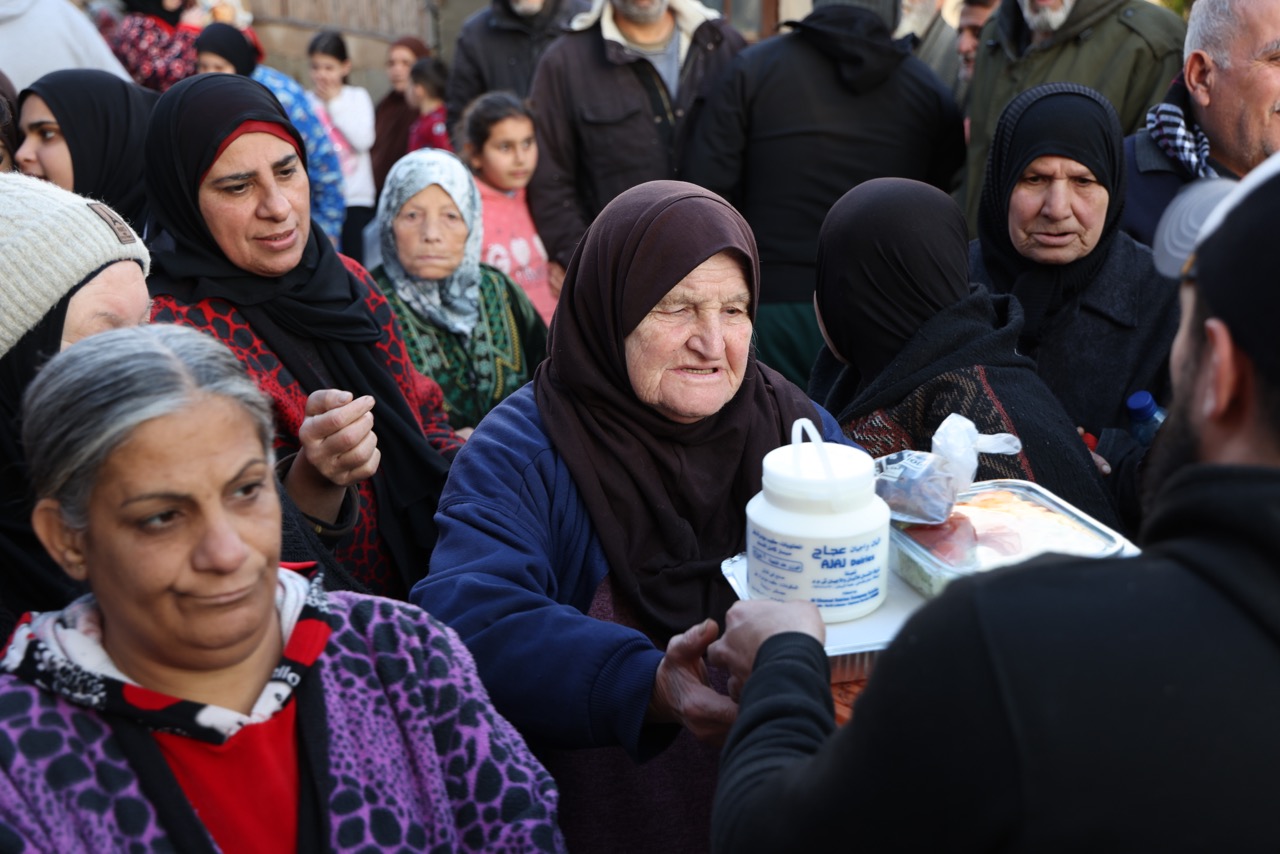 Community gathering for food distribution